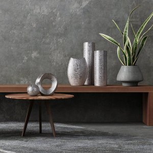 Eurofirany Nowoczesna patera ceramiczna RISO 39X17X3 srebrna x2 4