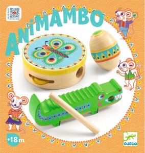 Djeco Djeco Animambo Muzikos instrumentų rinkinys: tamburinas, marakasas, guiro 1