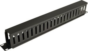 Terminal sieciowy Eaton Tripp Lite Rack Enclosure Horizontal Cable Manager (finger duct) 1URM - Rack Kabelmanagement-Kabelkanal mit Abdeckung - Schwarz - 1U - 48.3 cm (19") 1