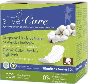 Masmi Silver Care ultracienkie bawełniane podpaski na noc ze skrzydełkami z bawełny organicznej 10szt 1