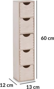 Zeller Pojemnik na drobiazgi, 5 szuflad, drewniany, 60x13x12 cm, ZELLER 7