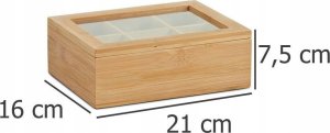 Zeller Bambusowa szkatułka na herbatę w torebkach - 6 przegródek, ZELLER 3