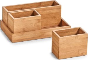Zeller Pojemniki do przechowywania, organizery, 100% bambus - 4 elementy w komplecie, ZELLER 3
