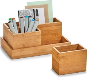 Zeller Pojemniki do przechowywania, organizery, 100% bambus - 4 elementy w komplecie, ZELLER 5