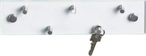 Zeller Wieszak na klucze 30x8 cm + 5 haczyków, szkło, stal nierdzewna, ZELLER 8