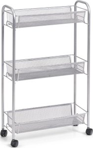 Zeller Wielofunkcyjny mobilny organizer do kuchni lub łazienki, 3 siatkowe półki , 4 kółka, materiał metal, marki Zeller 3