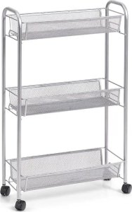 Zeller Wielofunkcyjny mobilny organizer do kuchni lub łazienki, 3 siatkowe półki , 4 kółka, materiał metal, marki Zeller 6