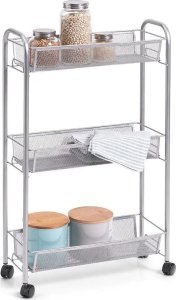 Zeller Wielofunkcyjny mobilny organizer do kuchni lub łazienki, 3 siatkowe półki , 4 kółka, materiał metal, marki Zeller 7