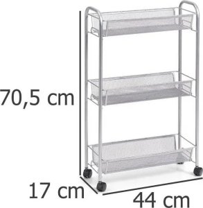 Zeller Wielofunkcyjny mobilny organizer do kuchni lub łazienki, 3 siatkowe półki , 4 kółka, materiał metal, marki Zeller 8