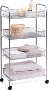 Zeller Uniwersalny organizer, regał z kółkami, siatka stalowa, możliwością przechowywania na 4 poziomach, Zeller 2