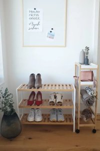 Zeller Biała szafka na buty z włókna bambusowego, szafka do przedpokoju, stojak na buty, regał na buty, ławka na buty, ZELLER 3