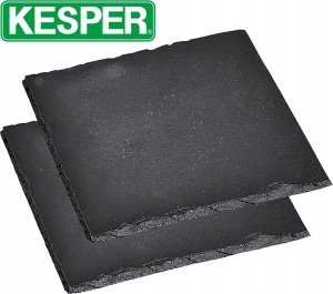 Kesper Zestaw dwóch czarnych talerzyków deserowych z kamienia łupkowego, designerskie talerze, kwadratowe talerze, talerze ozdobne, Kesper 2