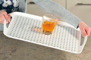 Kesper Taca antypoślizgowa z tworzywa sztucznego PP w kolorze białym, taca śniadaniowa, taca kuchenna, taca biała, akcesoria kuchenne, Kesper 2