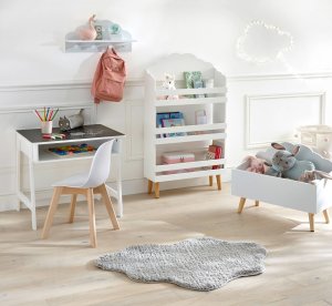 Atmosphera Nowoczesne krzesło do pokoju dziecięcego w kolorze białym, krzesło plastikowe, ergonomiczne krzesło, białe meble dziecięce 2