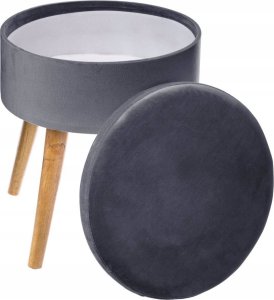 Atmosphera Taboret welurowy ze schowkiem TESS, kolor antracytowy 2