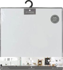 Atmosphera Komplet 4 luster ozdobnych, lustra dekoracyjne, lustra na ścianę, lustro bez ramy, lustra wiszące, lustra samoprzylepne, 4 szt 30 x 30 cm 4