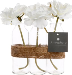 Atmosphera Kompozycja dekoracyjna ze sztucznymi różami , ozdobne kwiaty w butelkach przewiązanych sznurkiem 2