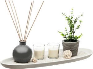 Atmosphera Świecznik na świece i kadzidełka, drewniana patera z akcentem dekoracyjnym 6