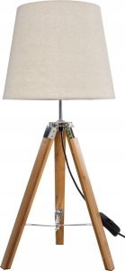 Atmosphera Lampa stołowa na trójnogu, drewniana, 58 cm, beżowa 1