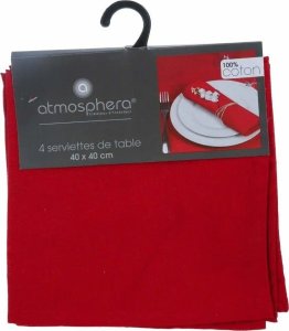 Atmosphera Serwetki bawełniane na stół, 40 x 40 cm, kolor czerwony, 4 sztuki 2