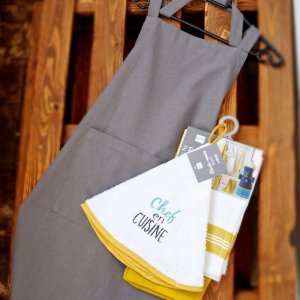 Atmosphera Bawełniany fartuch kuchenny damski, 60 x 80 cm, kolor jasnoszary 5