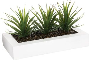 Atmosphera Sztuczna roślina, 3 x aloes w białej donicy, 31 cm 1