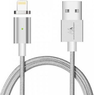 Kabel USB Maclean USB-A - Lightning 1 m Srebrny (MCE161) 1