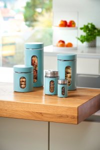 Zeller Pojemnik szklany na przyprawy, Ø 7 x 11,5 cm, kolor niebieski, ZELLER 7