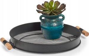 Zeller Taca metalowa z uchwytami, struktura siatki, Ø 48 cm, czarna, ZELLER 2