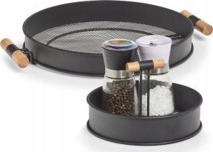 Zeller Taca metalowa z uchwytami, struktura siatki, Ø 48 cm, czarna, ZELLER 5