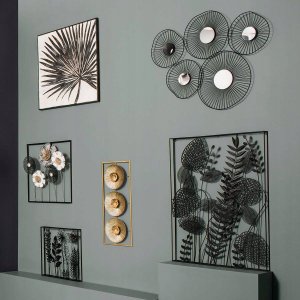 Atmosphera Dekoracja na ścianę w ramce LIŚCIE, metalowa, 40 x 40 cm, czarny 4