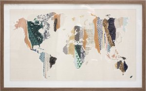 Atmosphera Obraz mapa świata, 80 x 50 cm, w brązowej ramie 1