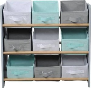 Kesper Organizer na zabawki z pojemnikami tekstylnymi, szary w lamy, KESPER 2