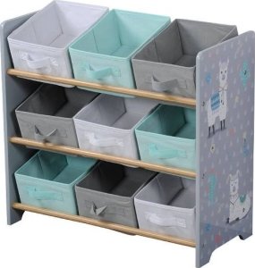 Kesper Organizer na zabawki z pojemnikami tekstylnymi, szary w lamy, KESPER 6