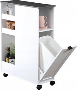 Kesper Wózek kuchenny z koszem na śmieci, biały, KESPER 3