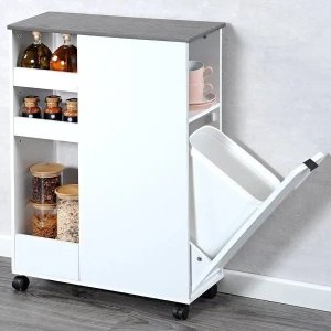 Kesper Wózek kuchenny z koszem na śmieci, biały, KESPER 6