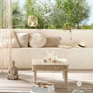 Atmosphera Komplet świeczników ze szkła Ete z drewnianymi podstawkami, 3 sztuki 2