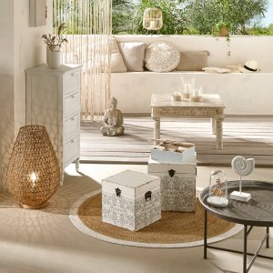 Atmosphera Komplet świeczników ze szkła Ete z drewnianymi podstawkami, 3 sztuki 7