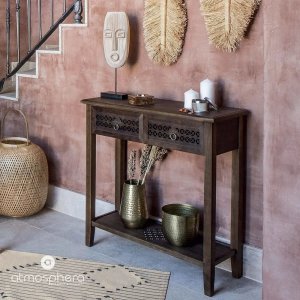 Atmosphera Maska drewniana SAFARI, motyw etniczny, naturalny brąz, wys. 46,5 cm 6