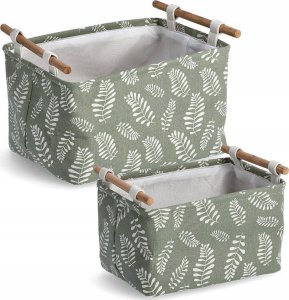 Zeller Pojemnik do przechowywania, bawełniany z uchwytem, motyw liści 4