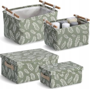 Zeller Pojemnik do przechowywania, bawełniany z uchwytem, motyw liści 5