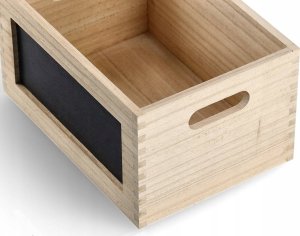 Zeller Drewniany organizer do przechowywania, pojemnik z tablicą kredową 3