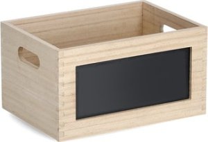 Zeller Drewniany organizer do przechowywania, pojemnik z tablicą kredową 10