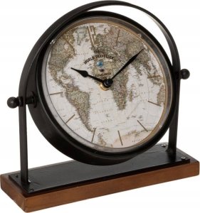 Atmosphera Zegarek retro na komodę Flavia, tarcza z mapą świata, wys. 20 cm 2