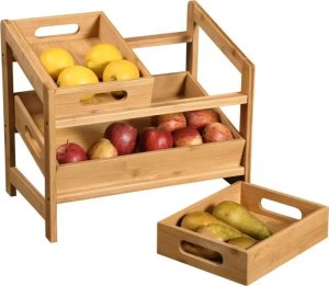 Kesper Regał kuchenny z wyciąganymi tacami, bambus, 39,5 x 26 cm, 5