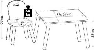 Kesper Stolik dla dzieci + 2 krzesełka, szary w lamy, KESPER 4
