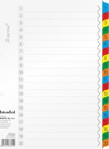 Biurfol Przekładki kartonowe Biurfol A4 1-20 numeryczne 1