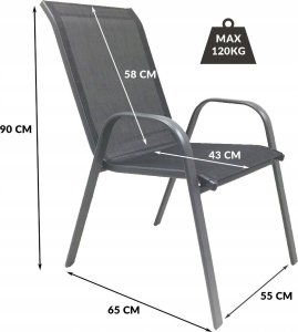 kontrast Krzesło ogrodowe metalowe nowoczesne składane MINORKA czarny 55x75x91 3