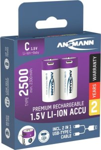 Ansmann ANSMANN 1313-0004 Li-Ion rechargeable batteries Baby C type 2500 (min. 2300 mAh) 2-pack box 6