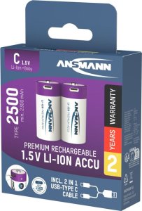 Ansmann ANSMANN 1313-0004 Li-Ion rechargeable batteries Baby C type 2500 (min. 2300 mAh) 2-pack box 7